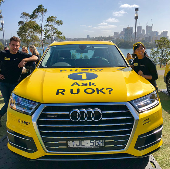 RUOK Day Tom and Lisa with Convoy Car FB